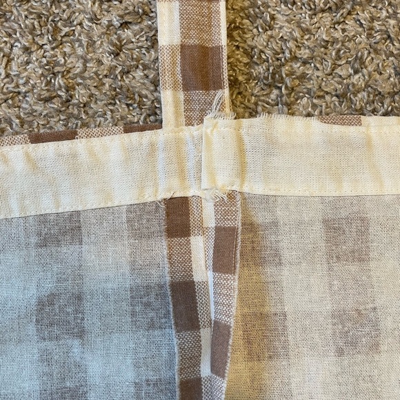Vintage brown and white gingham plaid Sears curtains set of two 87”x 63” - Picture 7 of 7